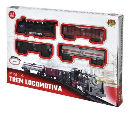 Imagem de Trem Brinquedo Trenzinho Pista 85,5cm Locomotiva Luz e Som