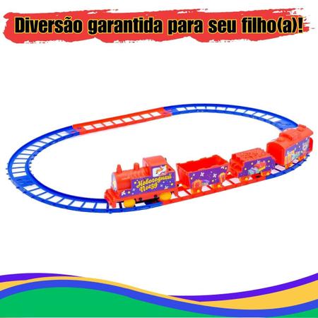 Trem Trenzinho Elétrico Com Trilhos Brinquedo Infantil À Pilha - Online -  Trem de Brinquedo - Magazine Luiza