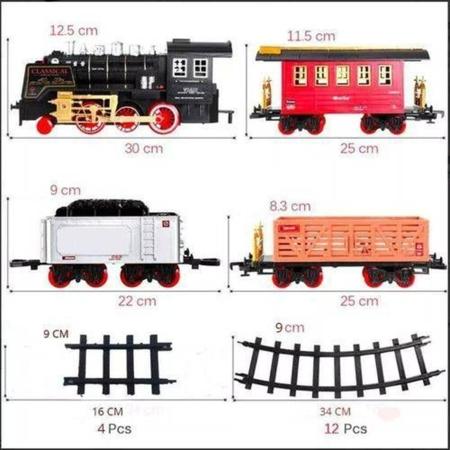 FERRORAMA TREM ELETRICO MAQUINA LOCOMOTIVA COM TRILHOS E VAGOES GRANDE  12,5X17,5CM 20PÇS CLASSIC TRAIN : : Brinquedos e Jogos