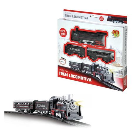 Trem de Brinquedo com Trilhos Elétrico Ferrorama Locomotiva com Luz e Som