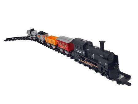 FERRORAMA TREM CLASSICO COM CONTROLE REMOTO SEM FIO MAQUINA LOCOMOTIVA  GRANDE COM VAGOES E 460CM DE