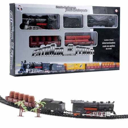 Ferrorama Trem Brinquedo 27 Peças Som E Luz