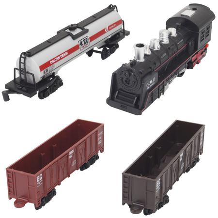 Brinquedo Pista Locomotiva Trem Elétrico c/ Sons Luzes 196cm - USA Magazine