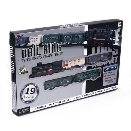 Trem Locomotiva Rei dos Trilhos - 19 peças - Amendoim Brinquedos