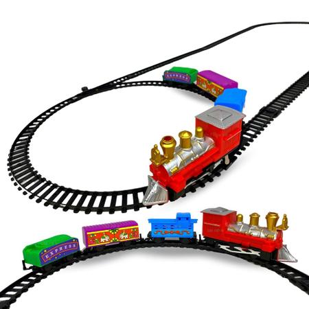 Trem De Brinquedo Locomotiva Trenzinho Vagões Trilho Carga