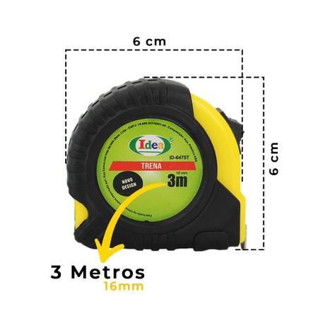 Imagem de Trena 3 Metros Fita 16mm Com Presilha Para Cinto Trava