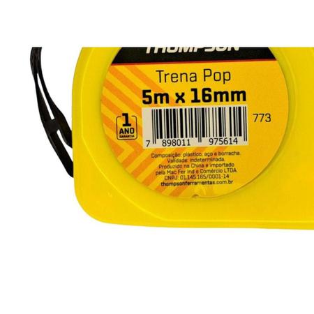 Trena Thompson Color Pop Com Trava 5Mx16Mm Imagem de Trena Thompson Color Pop Com Trava 5Mx16Mm