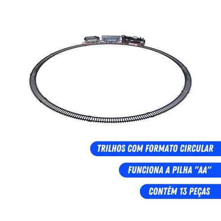 Trem Clássico Com Locomotiva E Vagões E Trilhos Pilhas Aa no Shoptime