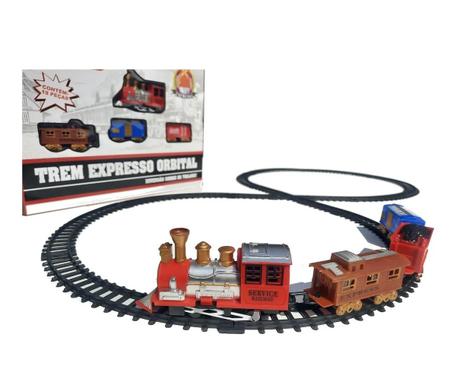 Trem de brinquedo com trilhos