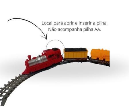 Ferrorama Trem A Pilhas Máquina Locomotiva Pista Som E Luz