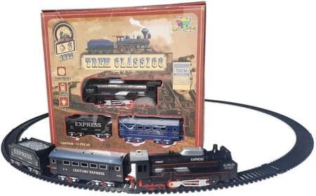 FERRORAMA TREM ELETRICO MAQUINA LOCOMOTIVA COM TRILHOS E VAGOES GRANDE  12,5X17,5CM 20PÇS CLASSIC TRAIN : : Brinquedos e Jogos