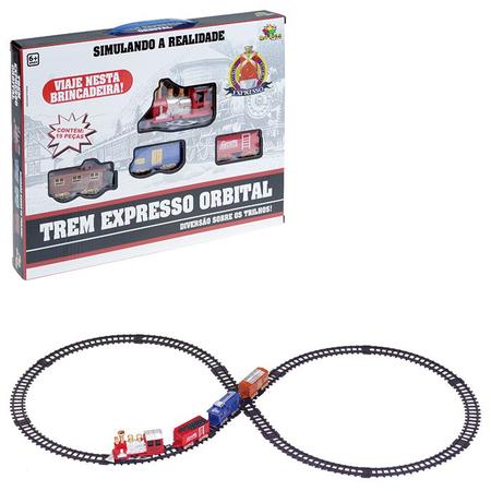 Brinquedo Trem Expresso Com 4 Vagões E Trilho Oval 78cmx26cm