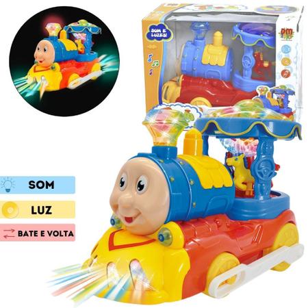 Trem Thomas Bate e Volta Dm Toys com Luz e Som Azul - Pequenos Travessos