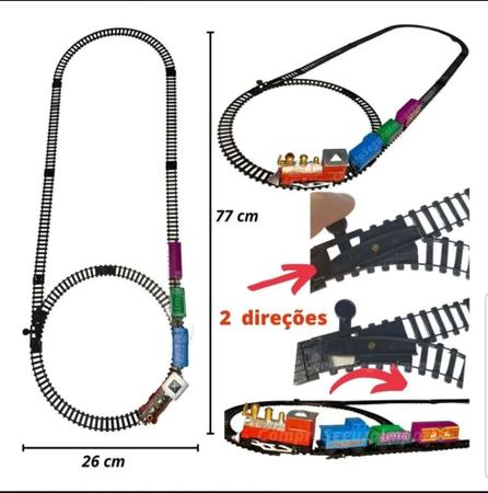 Trenzinho Brinquedo Trem Elétrico 2 Vagões Preto Pista