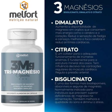 Imagem de Tri magnesio 180 Cápsulas - Dilamato + Citrato + Bisglicionato