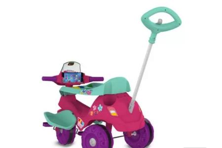 Imagem de Triciclo Bandeirante Velobaby G2 Passeio e Pedal Motoca Rosa Menina