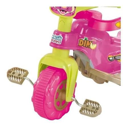 Imagem de Triciclo Bebê Motoca Tico Tico Dino pink Completo Magic Toys