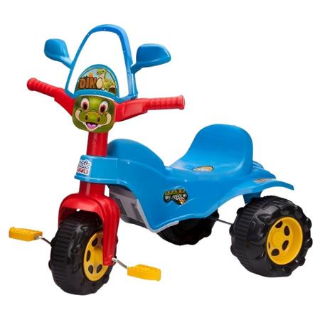 Imagem de Triciclo com pedal motoquinha infantil tico tico dino azul menino