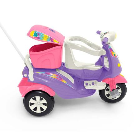 Triciclo de Passeio e Pedal para Bebe Calesita Moto Uno Rosa, motocas para  bebê 