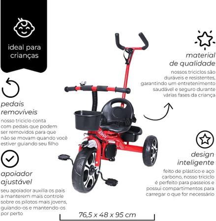 Triciclo Infantil 4 em 1 com Pedal Removível para Crianças de 2 a