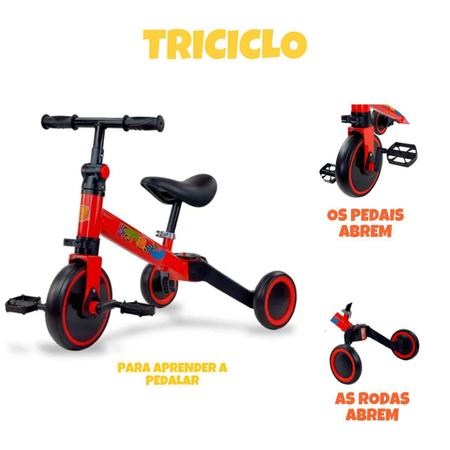 Triciclo Infantil 2 Em 1 Bicicleta De Equilíbrio Até 25kg