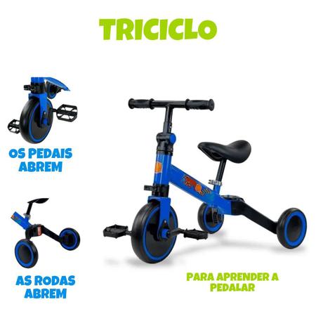 Triciclo Infantil 2 Em 1 Bicicleta De Equilíbrio Até 25kg