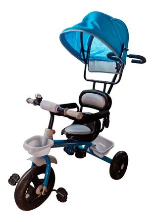 Triciclo Infantil Velotrol com Capota e Empurrador Motoca Velotrol