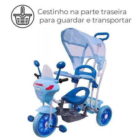 Triciclo Infantil com Empurrador Motoca Passeio Bebê Azul no Shoptime