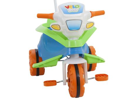 Triciclo Infantil com Empurrador Bandeirante Velobaby Azul 206