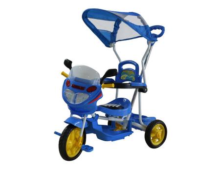 Triciclo Infantil Festa Azul Bebe Com Empurrador Motoca