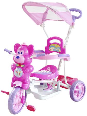 Triciclo Motoca Infantil Passeio c/ Empurrador Pedal Luz Som