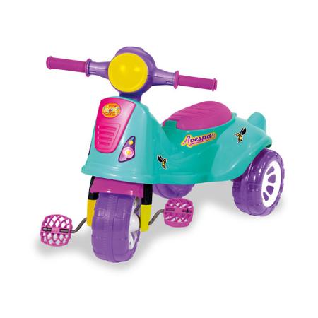 Triciclo Infantil Com Empurrador Motoca Passeio Bebê Azul