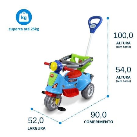 Triciclo Motoca Infantil Com Empurrador Removível - Rosa