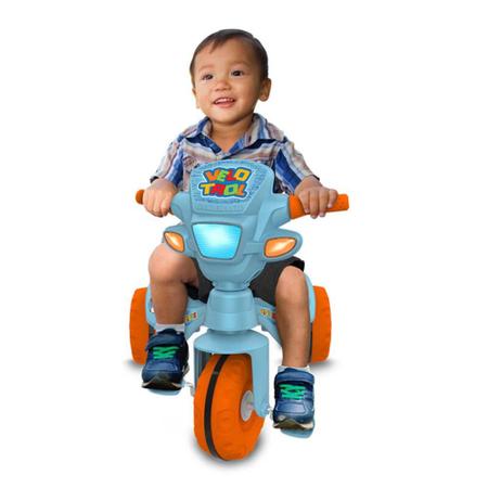 Triciclo Motinha Infantil com Capota Azul Passeio