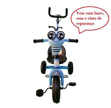 Triciclo infantil boy com empurrador azul unitoys