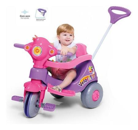 Triciclo Infantil C/ Empurrador E Protetor P/ 02-crianças Mo