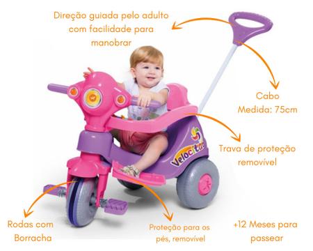 Triciclo Infantil Com Empurrador E Protetor Motoca Carrinho com o