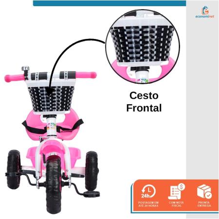 Triciclo Infantil com Empurrador Pedal 2 em 1 Passeio Criança Flex