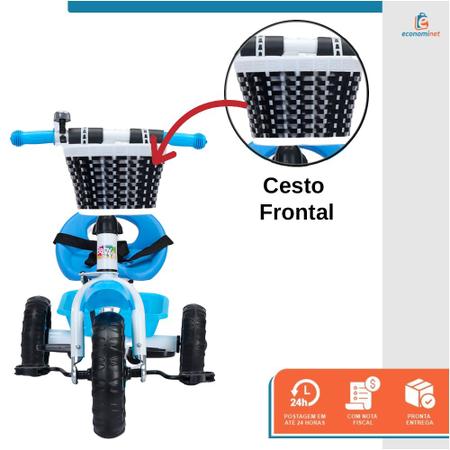 Triciclo Infantil com Empurrador Pedal 2 em 1 Passeio Criança Flex