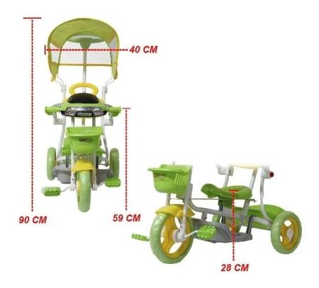 Imagem de Triciclo Infantil Com Empurrador Pedal E Capo Verde