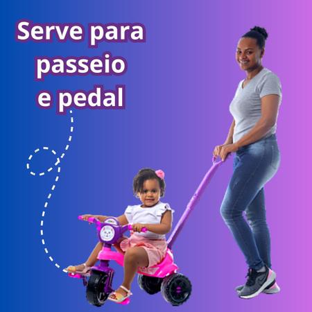 Motoca Infantil Com Haste De Empurrar Triciclo Menina Pedal Velocípede  Menino Velotrol Brinquedo Kendy - Velotrol e Triciclo a Pedal - Magazine  Luiza