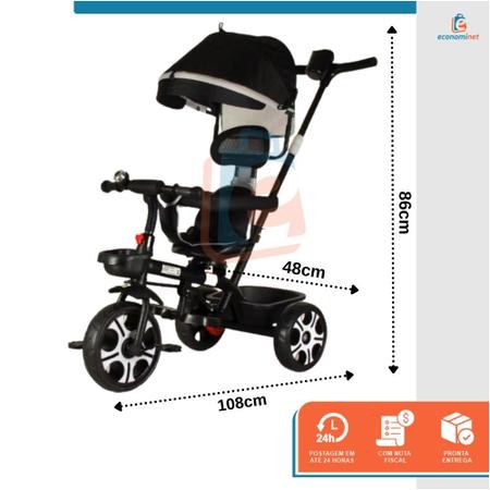 Triciclo Infantil Com Haste Empurrador Até 25 kg Rodas Passeio Capota Chuva  Sol Giratório 2 em 1 Passeio e Pedal Ajustável Multifuncional - Baby Style  - Velotrol e Triciclo a Pedal - Magazine Luiza