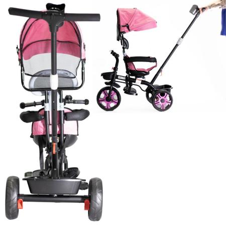 Triciclo Infantil Com Haste Empurrador Até 25 kg Rodas Passeio Capota Chuva  Sol Giratório 2 em 1 Passeio e Pedal Ajustável Multifuncional - Baby Style  - Velotrol e Triciclo a Pedal - Magazine Luiza