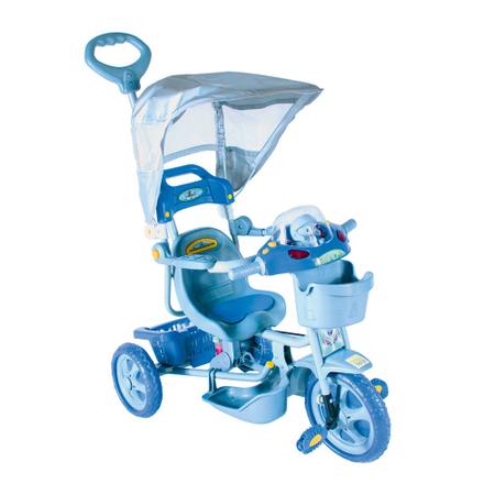 Imagem de Triciclo Infantil E.T com Capota Azul Passeio e Pedal Bel