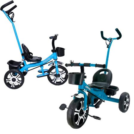 Triciclo infantil boy com empurrador azul unitoys