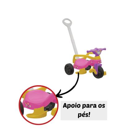 Motoca Infantil Triciclo Encantado Rosa Menina Pais e Filhos