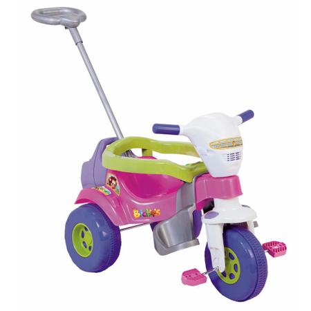 Triciclo Infantil rosa com Empurrador E Protetor Motoca - Magic