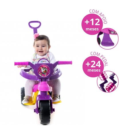 Triciclo MOTOCA Infantil Kemotoka Baby DOG Azul Motoca Passeio e Pedal Com  Proteção Lateral Haste de Empurrar Suporta Até 25kg Indicado Para Crianças