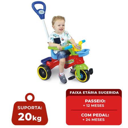 Triciclo Infantil Menina E Menino Velotrol Carrinho Passeio