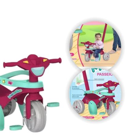 Triciclo Motoca Infantil A Pedal Resistente Rosa Bandeirante em